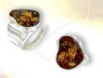 Ref-3747 Bijou argent et ambre cognac