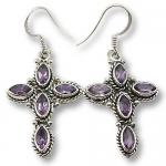 Ref-104142 Amethyst cross earrings