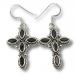 Ref-3440 Black onyx cross earrings
