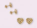 Ref-3567 Boucles d 'oreille coeur pl'or oxydes