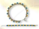 Ref-3426 Bracelet rivire ambre et turquoise