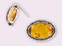 Ref-3539 Broche ambre cabochon oval