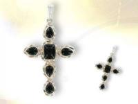 Ref-3439 Pendentif croix onyx noir