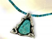 Ref-2867  Collier turquoise \"ma�onnique\"