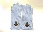 4143-White embroidered gloves compass and square