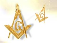 Ref-559  Gold Square and Compass masonic pendant