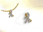 Ref-1825 Gold acacia and diamonds pendant