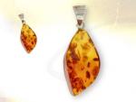 Ref-3419 Pendentif argent et ambre