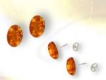 Ref-3438 Puces d'oreilles en ambre cognac