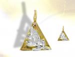 Ref-1206  Pendentif maonnique Triangle acacia OR et ARGENT