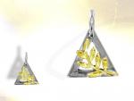 Ref-1207  Pendentif maonnique Triangle acacia OR et ARGENT